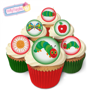 hungry catapiller  X24 edible stand up cup cake toppers wafer paper *pre-cut* 